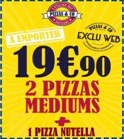 2 pizzas Médiums + 1 pizza Nutella à 19,90 €!